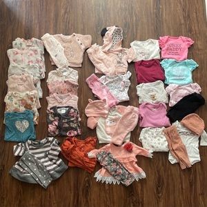38 piece 0-3 month baby girl bundle